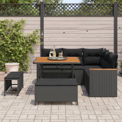 8 komada set vrtnih sofa s jastucima crni poli ratan akacija Cijena