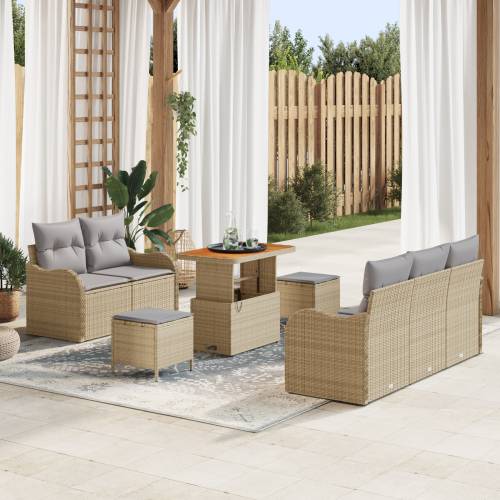 set od 8 komada vrtnih sofa s jastučićima bež poli ratan akacija Cijena