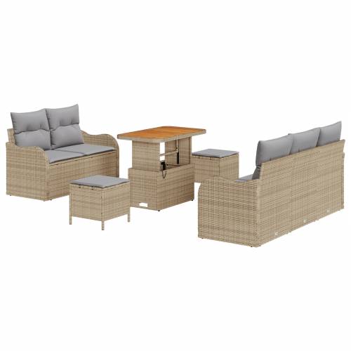 set od 8 komada vrtnih sofa s jastučićima bež poli ratan akacija Cijena
