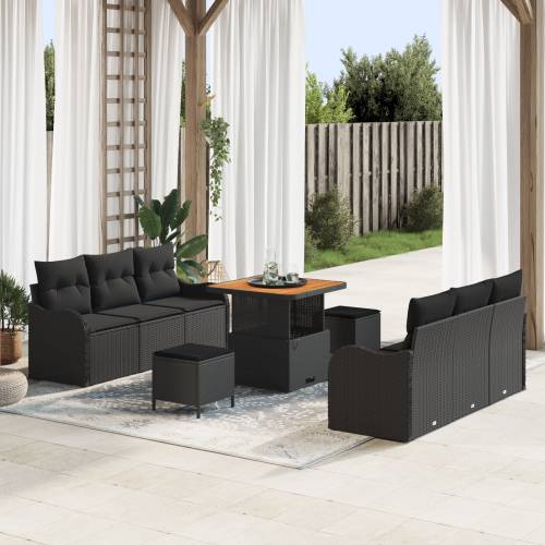 set od 9 komada vrtnih sofa s jastucima crni poli ratan akacija Cijena