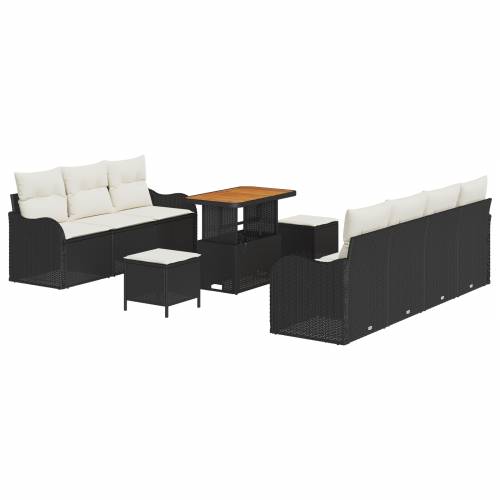 Vrtna garnitura - 10-dijelni set vrtnih sofa s jastučićima crni poli ratan akacija Cijena
