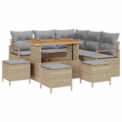 9 dijelni vrtni sofa set s jastučićima bež poli ratan akacija Cijena