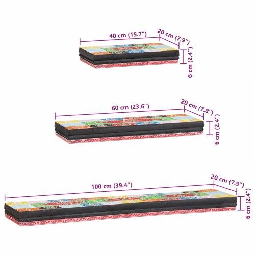 set zidnih polica od 3 komada 100x20x6 cm čvrsto drvo mango Cijena