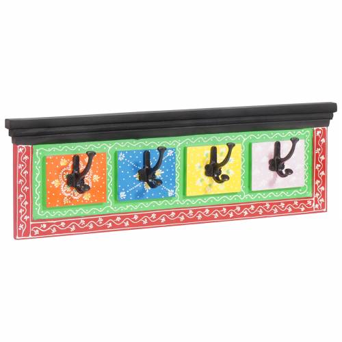 zidna vješalica za kapute s 4 kukice 80x25x2 cm čvrsto drvo manga i inženjersko drvo Cijena