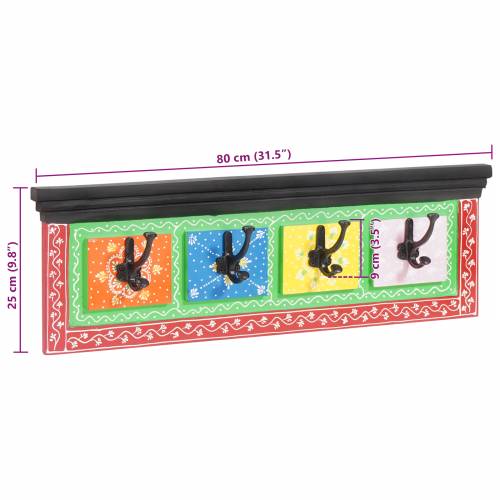 zidna vješalica za kapute s 4 kukice 80x25x2 cm čvrsto drvo manga i inženjersko drvo Cijena