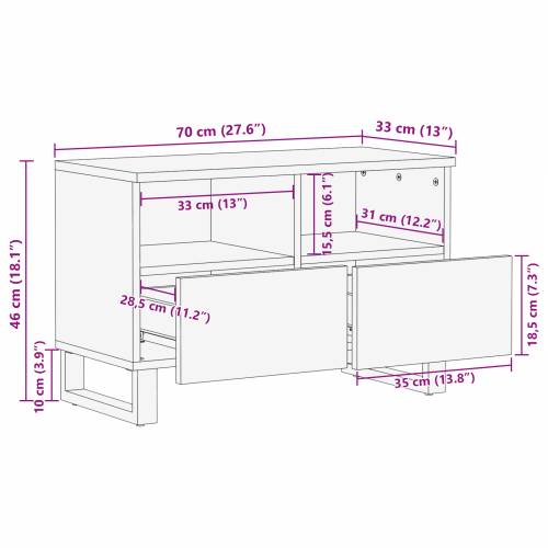 TV ormar - 70x33.5x46 cm, masivno drvo manga Cijena