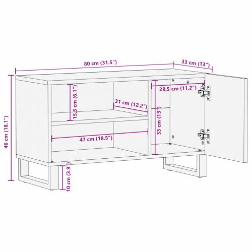 TV kabinet - 80x31.5x46 cm Čvrsto drvo manga i vlaknasto drvo Cijena