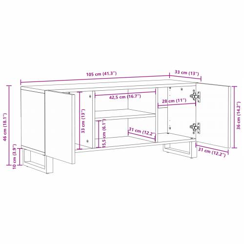 TV K kabinet, 105 x 33.5 x 46 cm, od čvrstog drva manga. Cijena