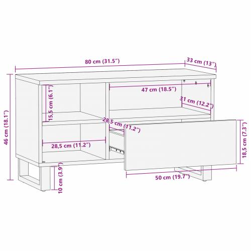 TV ormarić - 80x33,5x46 cm, napravljen od masivnog drva i inženjerskog drva. Cijena
