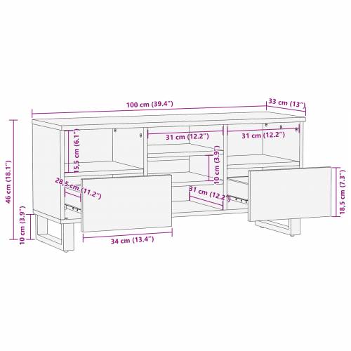 TV komoda 100x33.5x46 cm od punog i konstruiranog drveta Cijena