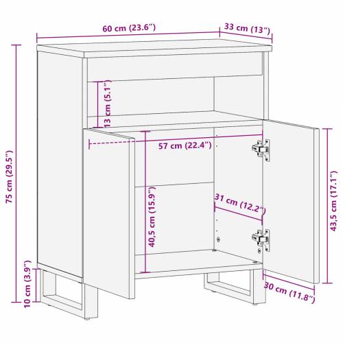 Vitrina 60 x 33,5 x 75 cm od drveta i iverice Cijena