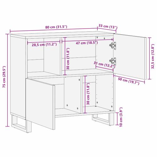 Sideboard 80x33.5x75 cm od punog manga Cijena