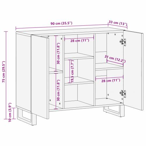 Sideboard od drva manga 90x33.5x75 cm Cijena