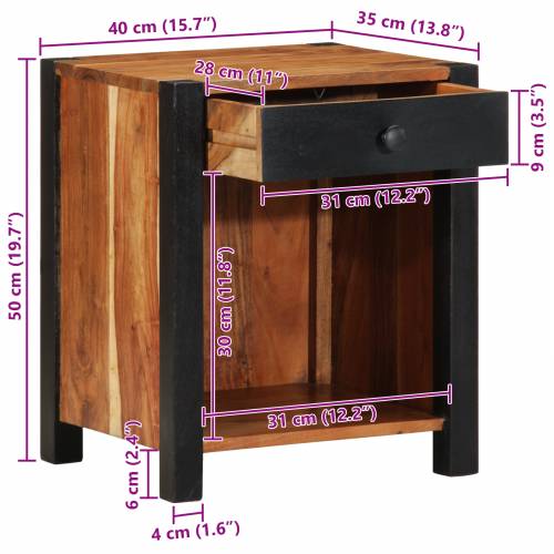 noćni ormarići 2 komada 40x35x50 cm masivno drvo bagrem Cijena