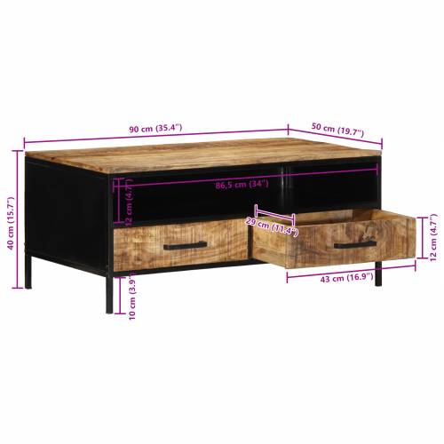 Stolić za kavu 90x50x40 cm Čvrsto drvo rough mango Cijena