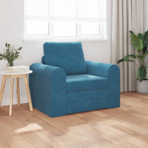 Sofa Krevet na Podu 2-u-1 Plava 98x71x83 cm Baršunasti Cijena