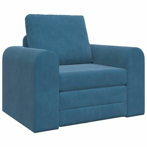 Sofa Krevet na Podu 2-u-1 Plava 98x71x83 cm Baršunasti Cijena