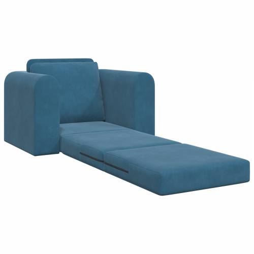 Sofa Krevet na Podu 2-u-1 Plava 98x71x83 cm Baršunasti Cijena