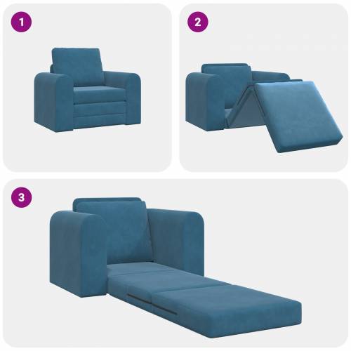Sofa Krevet na Podu 2-u-1 Plava 98x71x83 cm Baršunasti Cijena