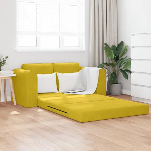 Podni kauč na razvlačenje 2-u-1 Žuti 148x71x83 cm Velvet Cijena