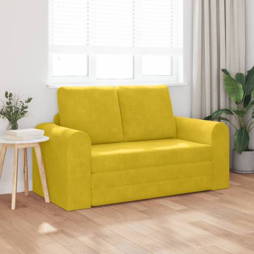 Podni kauč na razvlačenje 2-u-1 Žuti 148x71x83 cm Velvet Cijena