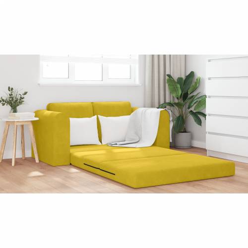 Podni kauč na razvlačenje 2-u-1 Žuti 148x71x83 cm Velvet Cijena