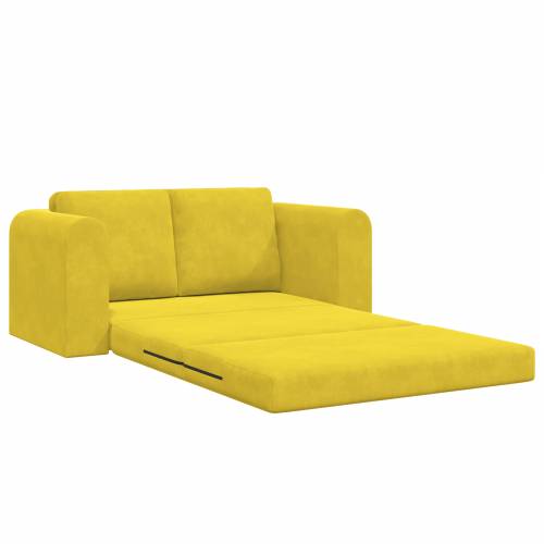 Podni kauč na razvlačenje 2-u-1 Žuti 148x71x83 cm Velvet Cijena