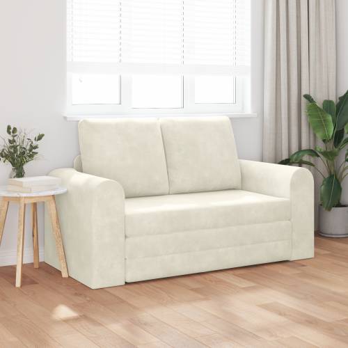 Floor Sofa Bed 2-u-1 Krem 148x71x83 cm Velvet Cijena