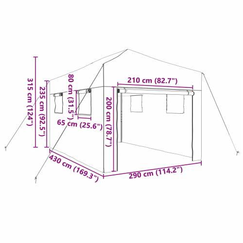 Staklenik s krovom Zelena 290 x 430 x 315 cm Čelik Cijena
