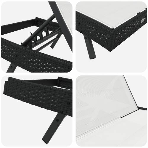 Ležaljka na suncu Crni Polyrattan i Tekstilen Cijena