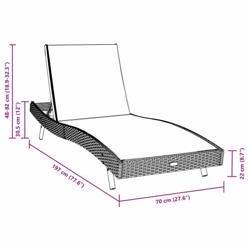 Ležaljka na suncu Crni Polyrattan i Tekstilen Cijena