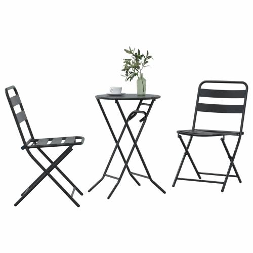 3-dijelni sklopivi bistro set od antracitnog čelika Cijena