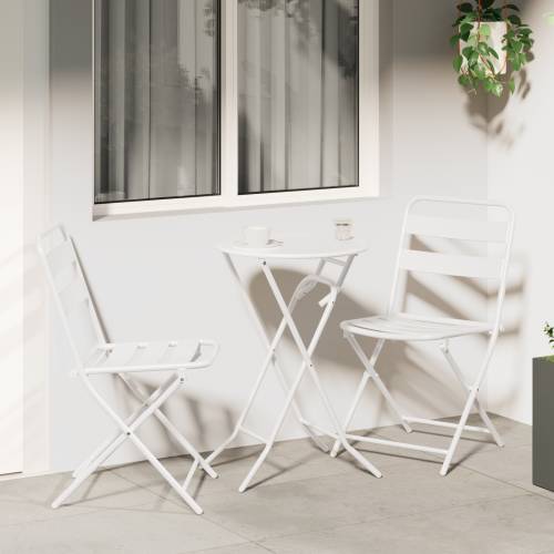 3-dijelni sklopivi bistro set bijeli čelik Cijena