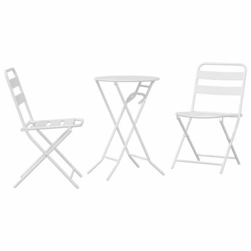 3-dijelni sklopivi bistro set bijeli čelik Cijena