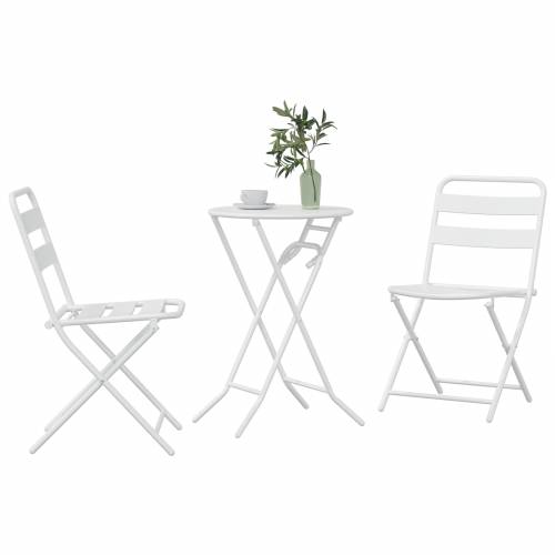 3-dijelni sklopivi bistro set bijeli čelik Cijena