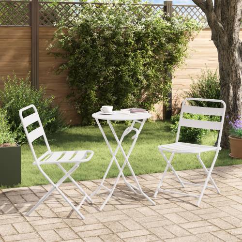 3-dijelni sklopivi bistro set bijeli čelik Cijena