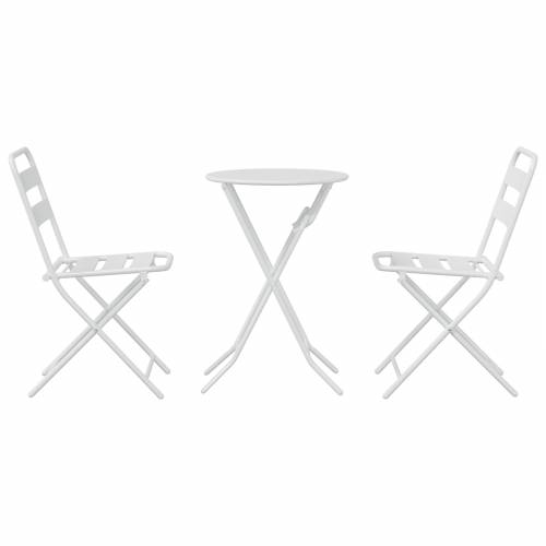 3-dijelni sklopivi bistro set bijeli čelik Cijena
