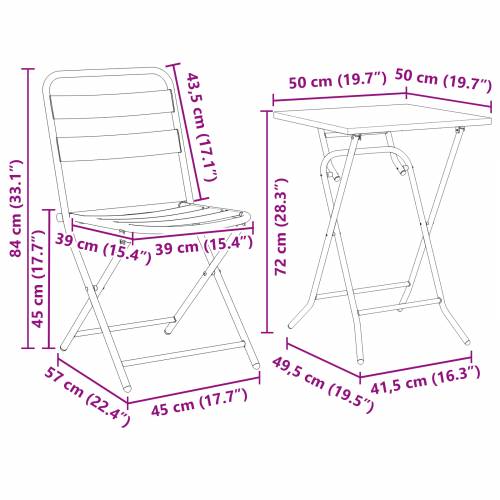 3 komada sklopivi bistro set bijeli čelik Cijena
