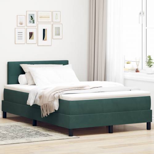 Box Spring Krevet s Madracem Tamno Zeleni Mali Double Baršun Cijena