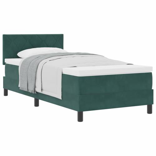 Box Spring Krevet s Madracem Tamnozelena 90x200 cm Baršun Cijena