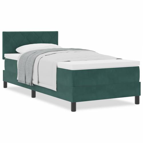Box Spring Krevet s Madracem Tamnozelena 90x200 cm Baršun Cijena