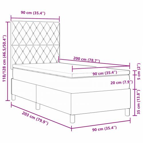 Box Spring Krevet s Madracem Tamno Zelena 90x200 cm Baršun Cijena