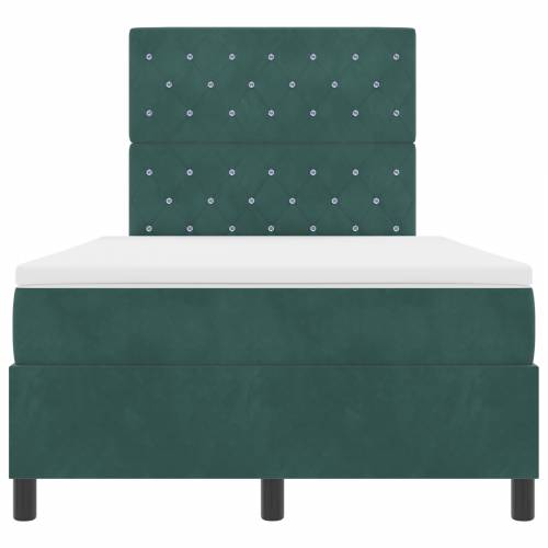 Box Spring Krevet s Madracem Tamno Zelena Mala Dužina Velur Cijena