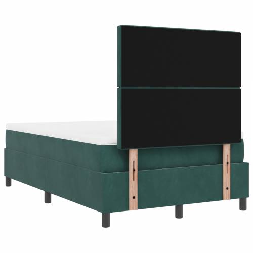 Box Spring Krevet s Madracem Tamno Zelena Mala Dužina Velur Cijena