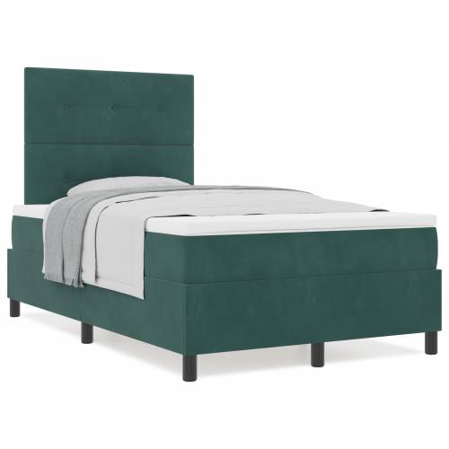 Box Spring Krevet s Madracem Tamno Zelena Mala Dupla Baršun Cijena