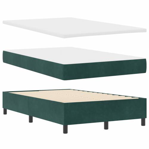 Box Spring Krevet s Madracem Tamno Zelena Mala Dupla Baršun Cijena