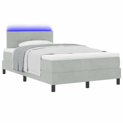 Krevet s box springom s madracem & LED svjetlom svjetlosiva 120x190 cm baršun Cijena