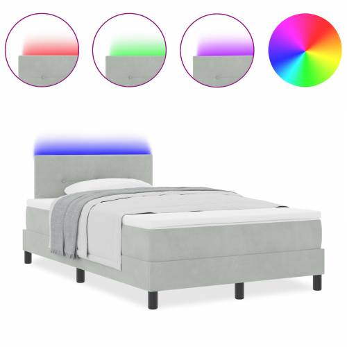 Krevet s box springom s madracem & LED svjetlom svjetlosiva 120x190 cm baršun Cijena