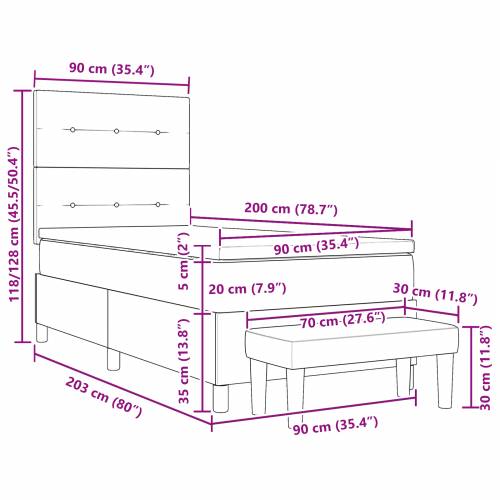 Krevet na podlozi s madracem i klupom Tamnozelena 90x200 cm Baršun Cijena
