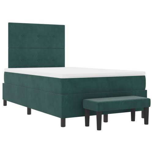 Krevet s box springom s madracem i klupom tamnozeleni 120x190 cm baršun Cijena